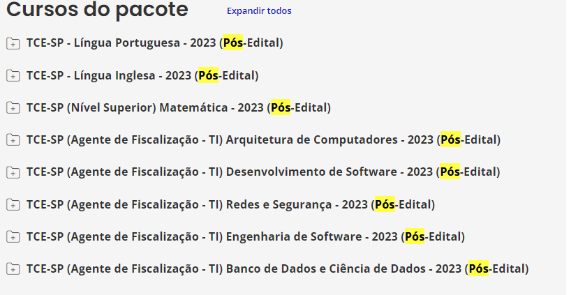 TCE-SP (Agente de Fiscalização - TI) Pacote - 2023 (Pós-Edital)
