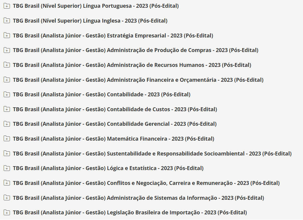 TBG Brasil (Analista Júnior - Gestão) Pacote - 2023 (Pós-Edital)