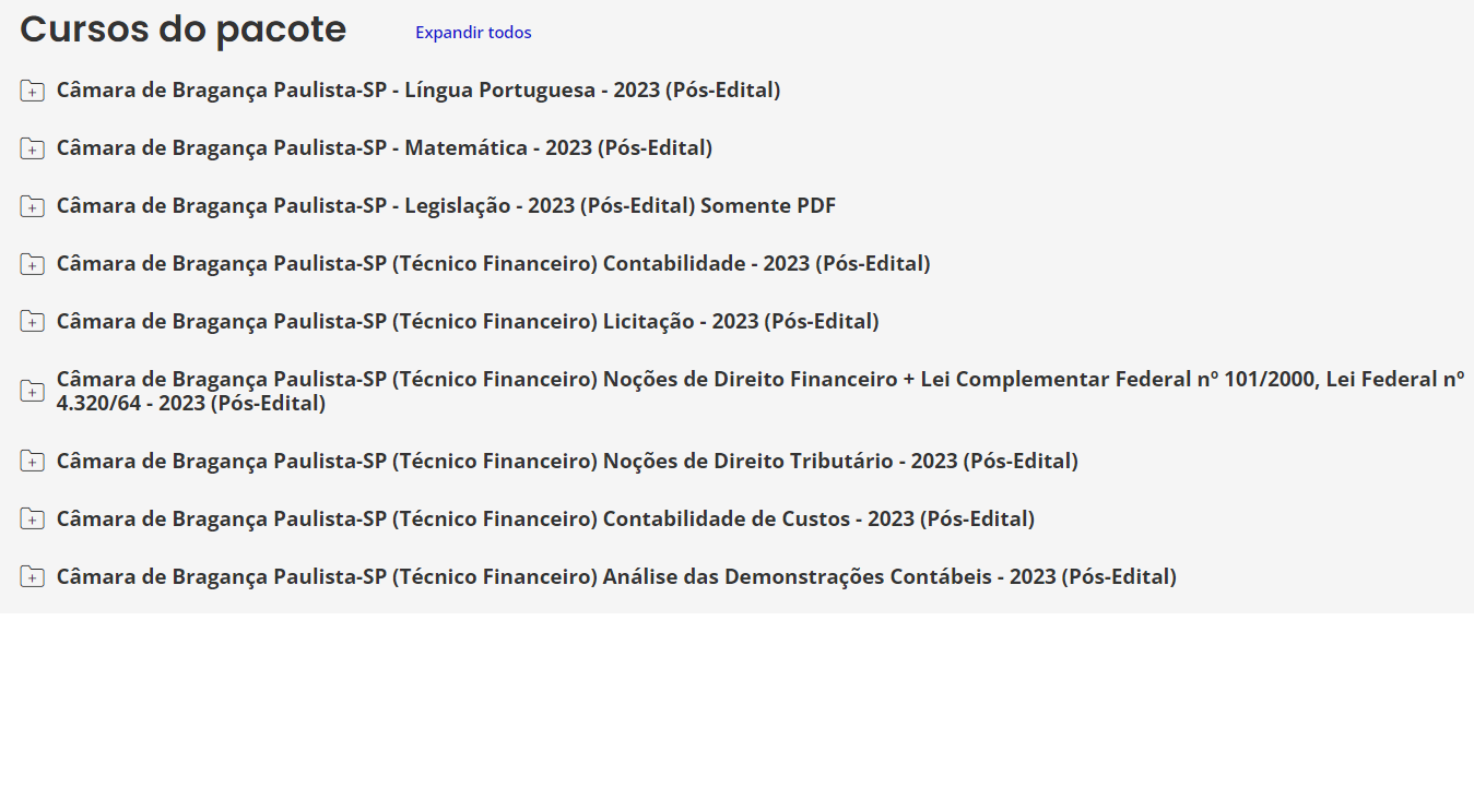 Câmara de Bragança Paulista-SP (Técnico Financeiro) Pacote - 2023 (Pós-Edital)