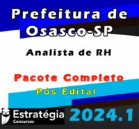 Prefeitura de Osasco SP Analista de rhPacote 2024 Pos Edital curso