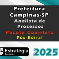 Prefeitura Campinas SP Analista de Processos Pacote Teorico Estrategia 2025 Pos Edital