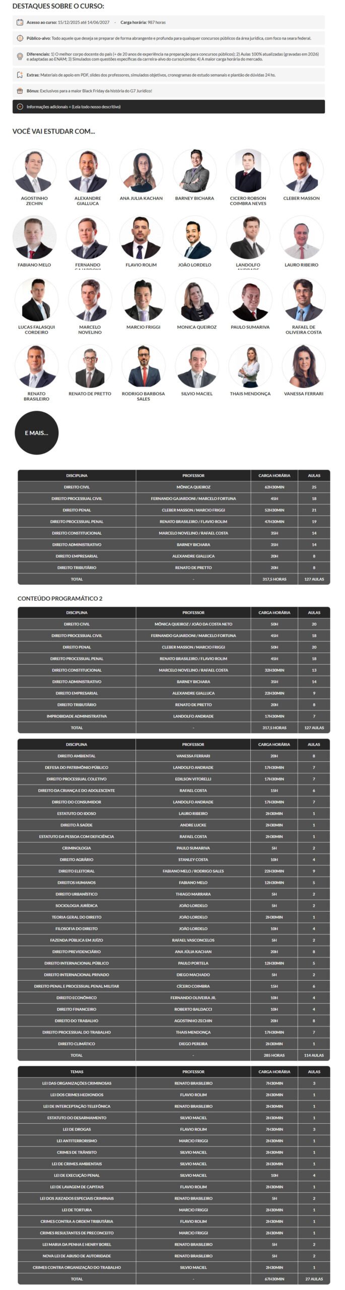 COMBO III ANUAL (Intensivo I + Intensivo II) + Disciplinas Complementares Federais e Estaduais G7 2026