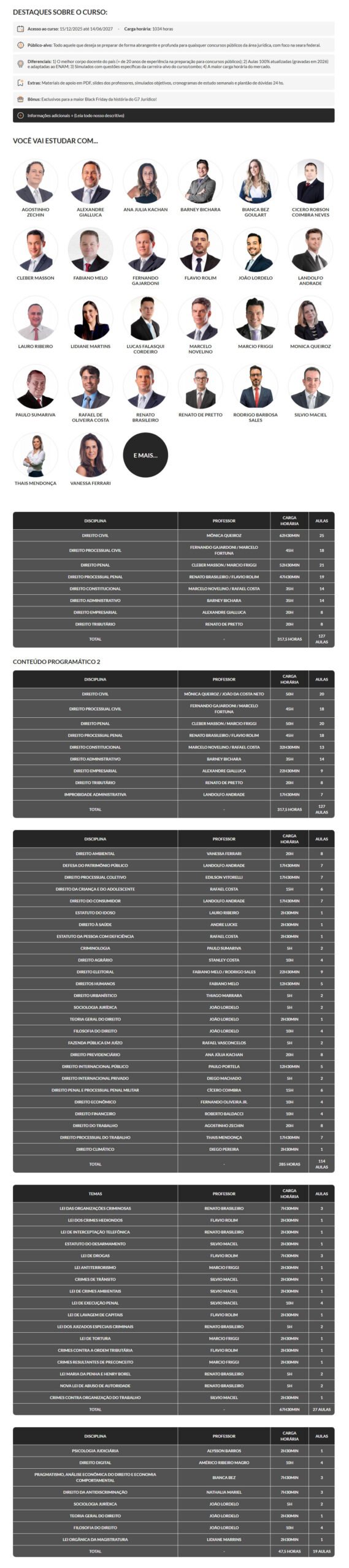 COMBO IV ANUAL (Intensivo I + Intensivo II) + Disciplinas Complementares Federais e Estaduais + Formação Humanistica G7 2026