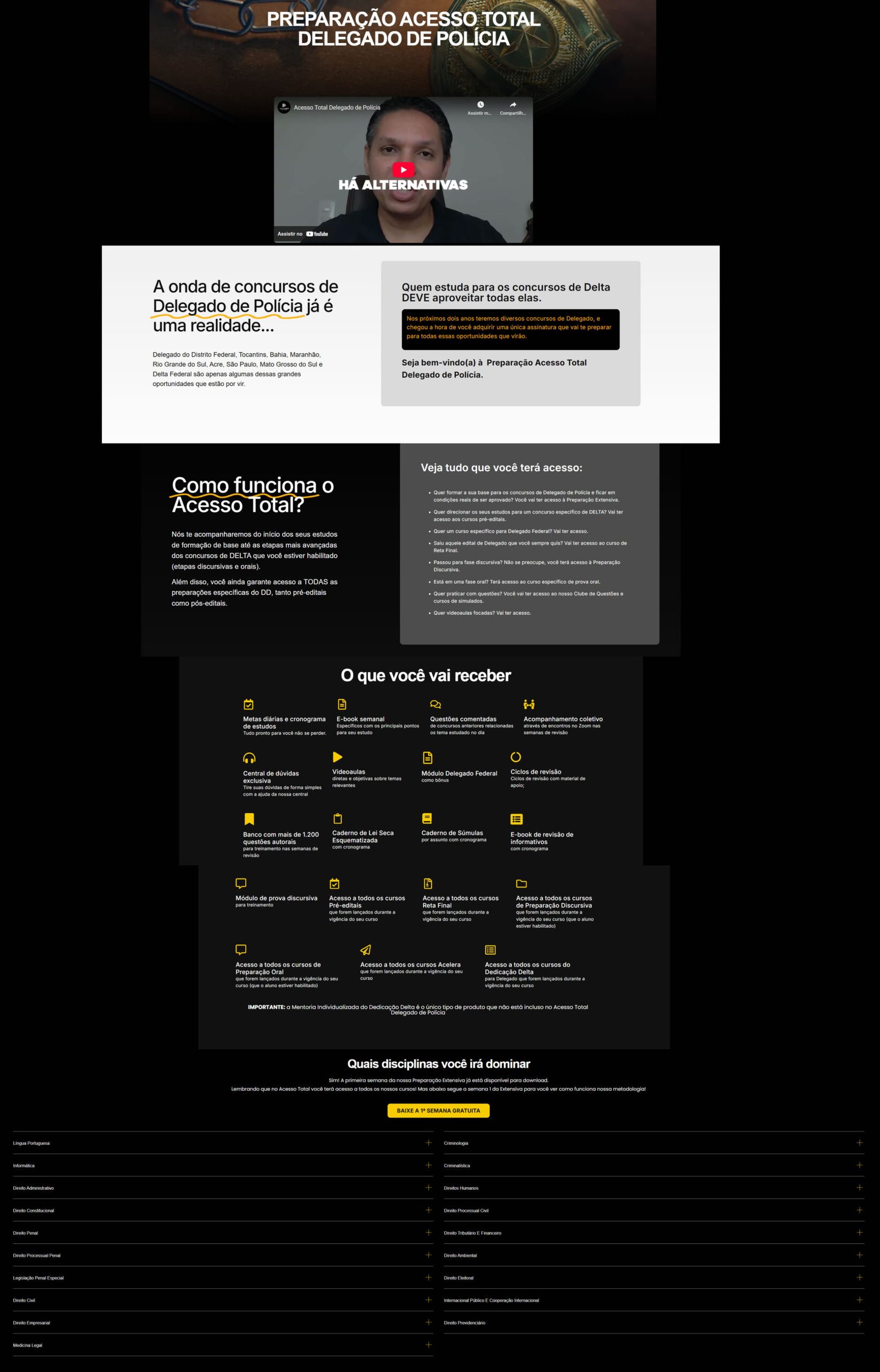 PREPARAÇÃO ACESSO TOTAL DELEGADO DE POLÍCIA 2026 descricao