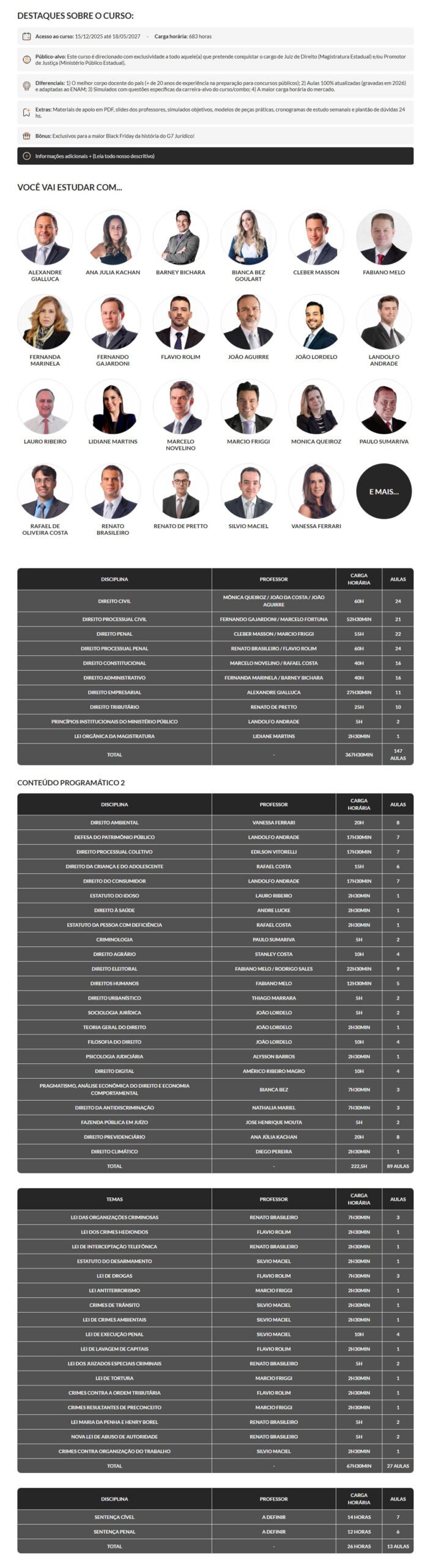 COMBO IX Disciplinas Comlpementares Federais e Estaduais + Legislação Penal Especial G7 2026