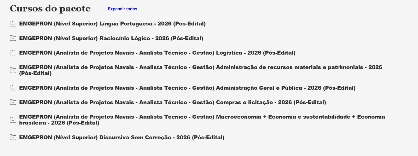 EMGEPRON (Analista de Projetos Navais Analista Técnico Gestão) Pacote Completo 2026 (Pós Edital) Estratégia