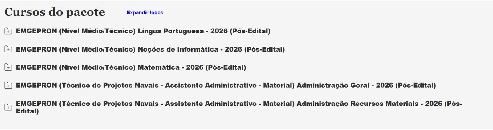 EMGEPRON Técnico de Projetos Navais Assistente Administrativo Material