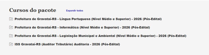 ISS Gravataí RS (Auditor Tributário) Pacote 2026 (Pós Edital)