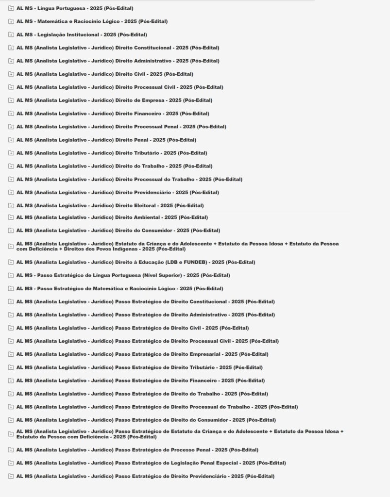 AL MS (Analista Legislativo Jurídico Pacotaço 2026