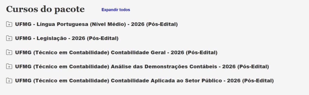 UFMG (Técnico em Contabilidade) Pacote 2026 (Pós Edital)1