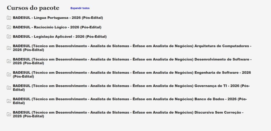 BADESUL Técnico em Desenvolvimento Analista de Sistemas Ênfase em Analista de Negócios 2026