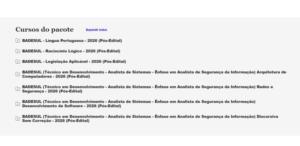 BADESUL Técnico em Desenvolvimento Analista de Sistemas Ênfase em Analista de Segurança da Informação