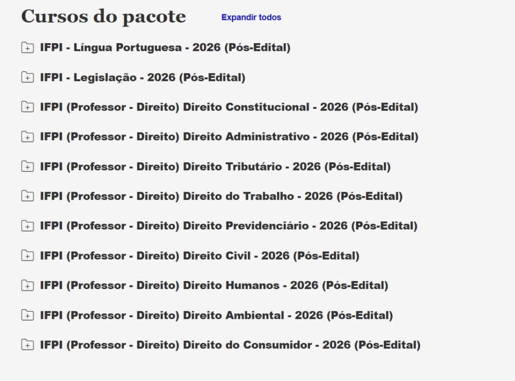 IFPI (Professor Direito) Pacote Completo 2026 (Pós Edital)