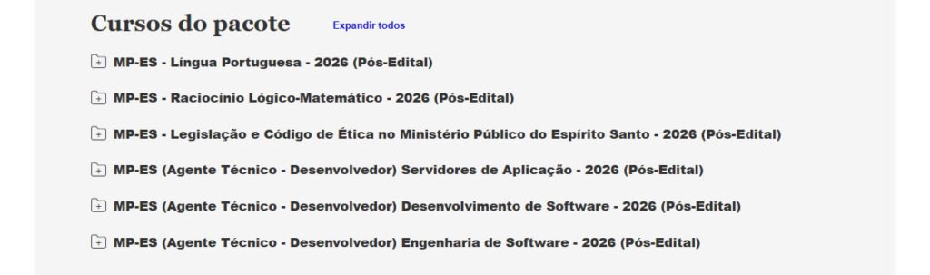 MP ES Agente Técnico DesenvolvedorPacote 1 2026 MP ES Agente Técnico DesenvolvedorPacote 1 2026