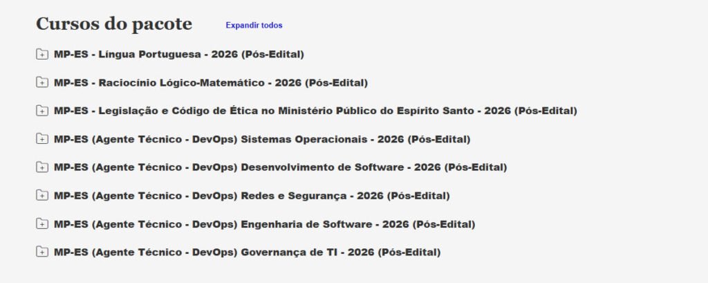 MP ES Agente Técnico DevOps Pacote 1 2026 MP ES Agente Técnico DevOps Pacote 1 2026