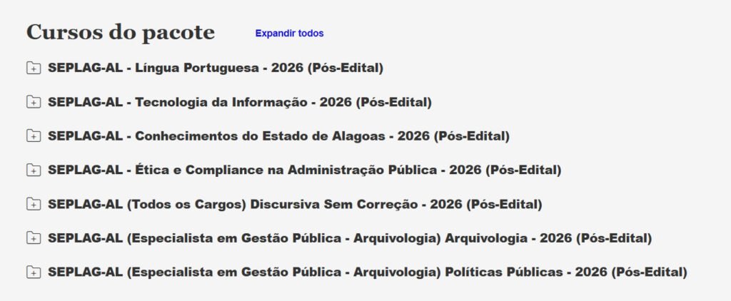 SEPLAG AL (Especialista em Gestão Pública Arquivologia) Pacote 2026 (Pós Edital) SEPLAG AL (Especialista em Gestão Pública Arquivologia) Pacote 2026 (Pós Edital)