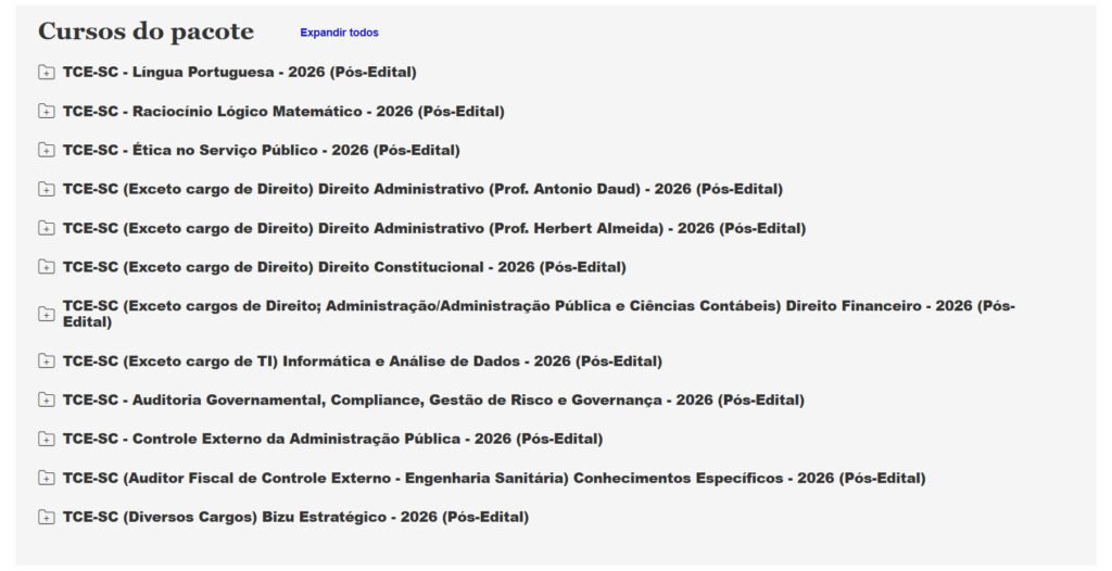 TCE SC (Auditor Fiscal de Controle Externo Engenharia Sanitária) Pacote 2026 (Pós Edital)