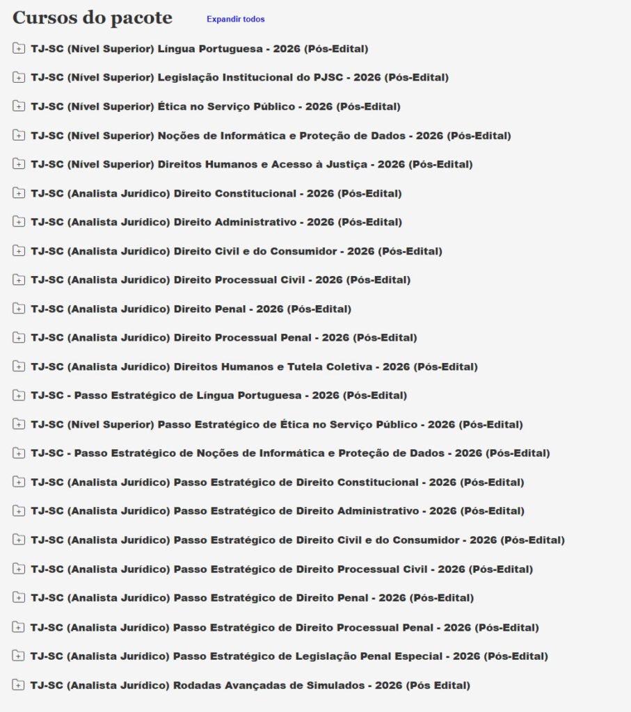 TJ SC (Analista Jurídico) Pacotaço Pacote Teórico + Pacote Passo Estratégico 2026 (Pós Edital)