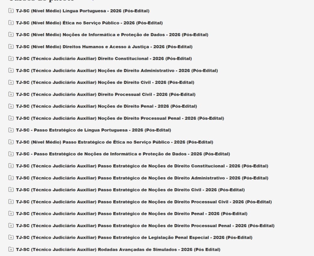 TJ SC (Tecnico Pacotaço Pacote Teórico + Pacote Passo Estratégico 2026 (Pós Edital)