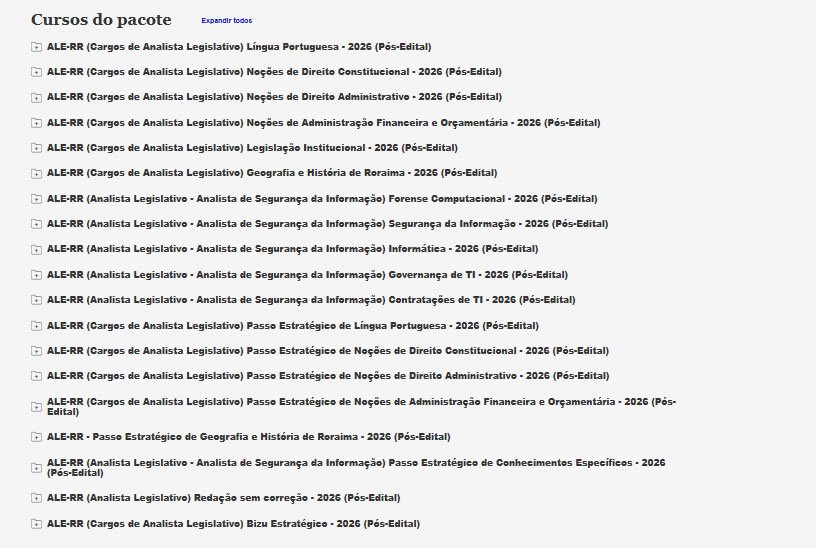ALE RR Analista Legislativo Analista de Segurança da Informação 2026 ALE RR Analista Legislativo Analista de Segurança da Informação 2026