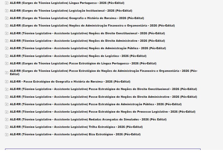 ALE RR (Técnico Legislativo Assistente Legislativo) Pacotaço Pacote Teórico ALE RR (Técnico Legislativo Assistente Legislativo) Pacotaço Pacote Teórico