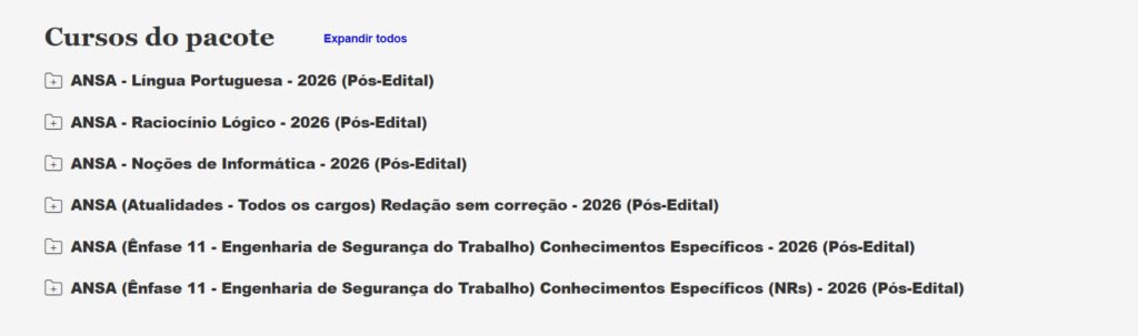 ANSA (Ênfase 11 Engenharia de Segurança do Trabalho) Pacote 2026 (Pós Edital)