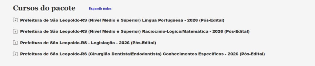 Prefeitura de São Leopoldo RS Cirurgião Dentista endodontista pacote 2026 (Pós Edital)