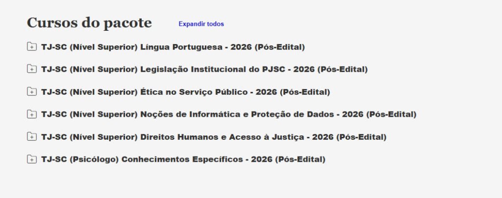 TJ SC Psicólogo Pacote 2026 (Pós Edital)