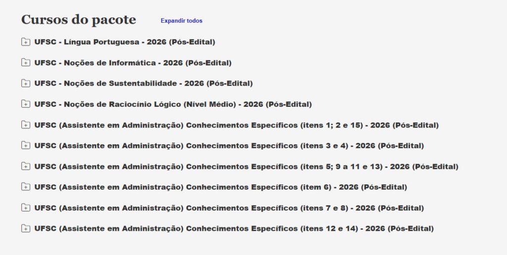 UFSC (Assistente em Administração) Pacote Completo 2026 Pos Edital Estrategia